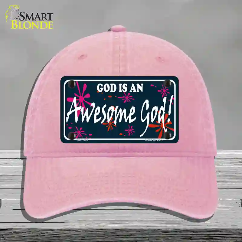 God Is An Awesome God Novelty License Plate Hat Unconstructed Cotton / Pink