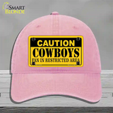 Caution Cowboys Novelty License Plate Hat Unconstructed Cotton / Pink