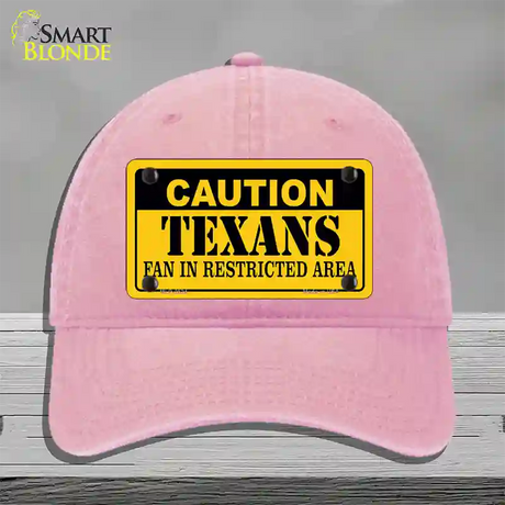 Caution Texans Novelty License Plate Hat Unconstructed Cotton / Pink