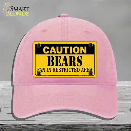 Caution Bears Novelty License Plate Hat Unconstructed Cotton / Pink