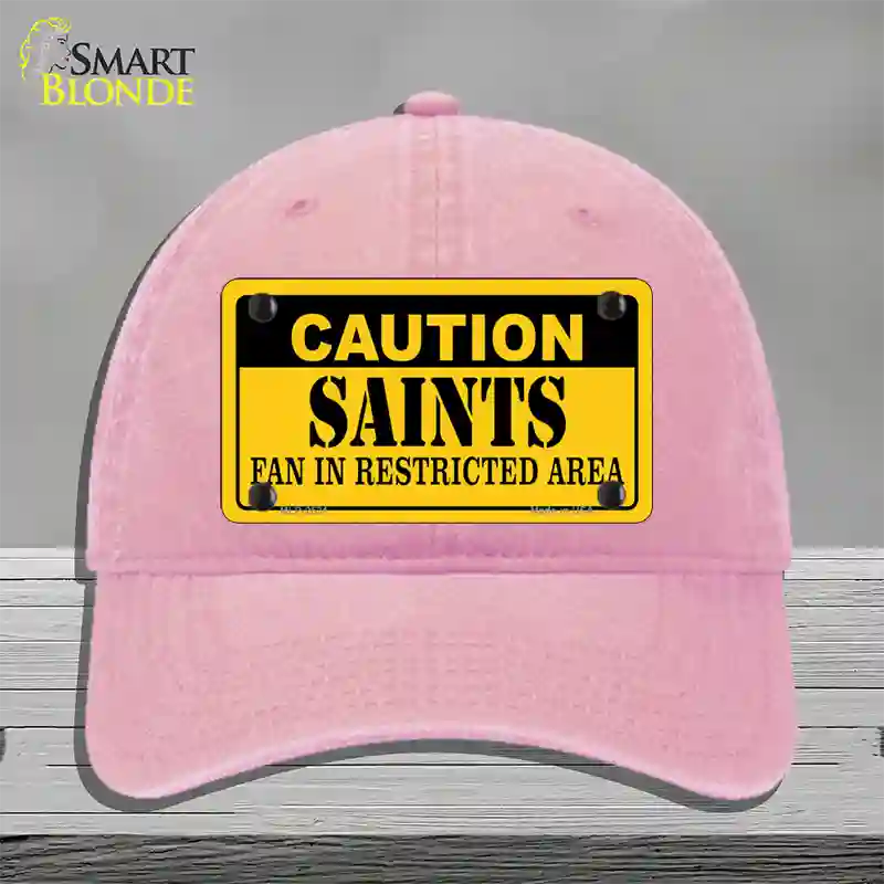 Caution Saints Novelty License Plate Hat Unconstructed Cotton / Pink