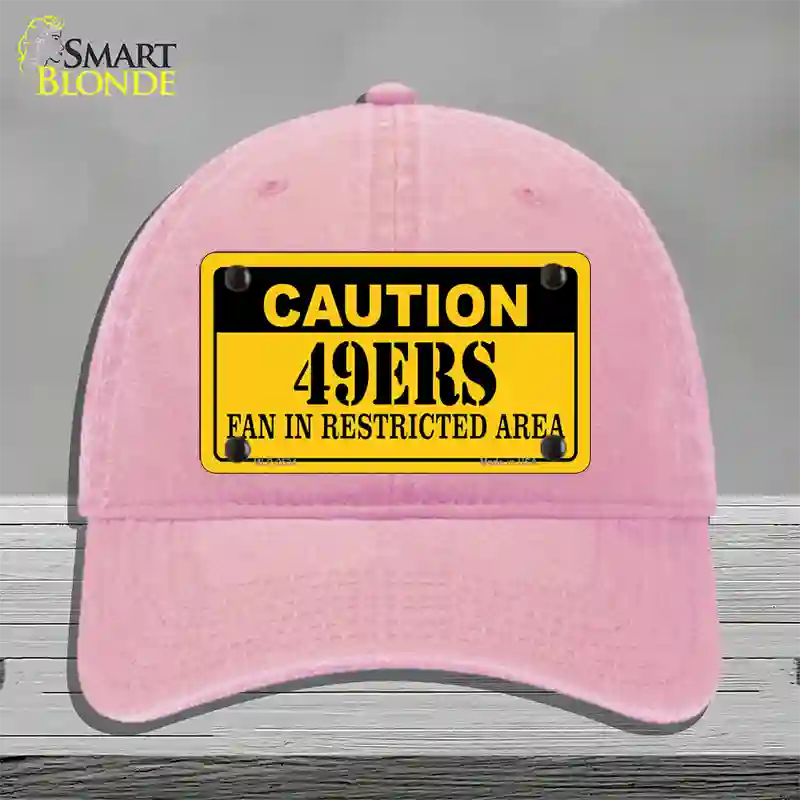 Caution 49ers Novelty License Plate Hat Unconstructed Cotton / Pink