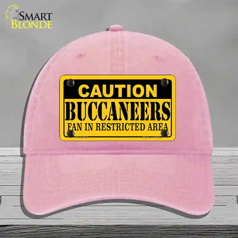 Caution Buccaneers Novelty License Plate Hat Unconstructed Cotton / Pink