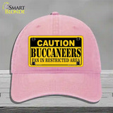 Caution Buccaneers Novelty License Plate Hat Unconstructed Cotton / Pink