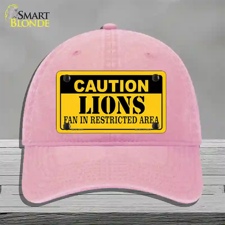 Caution Lions Novelty License Plate Hat Unconstructed Cotton / Pink