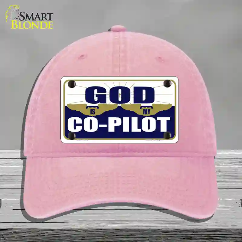 God Is My Co-Pilot Novelty License Plate Hat Unconstructed Cotton / Pink