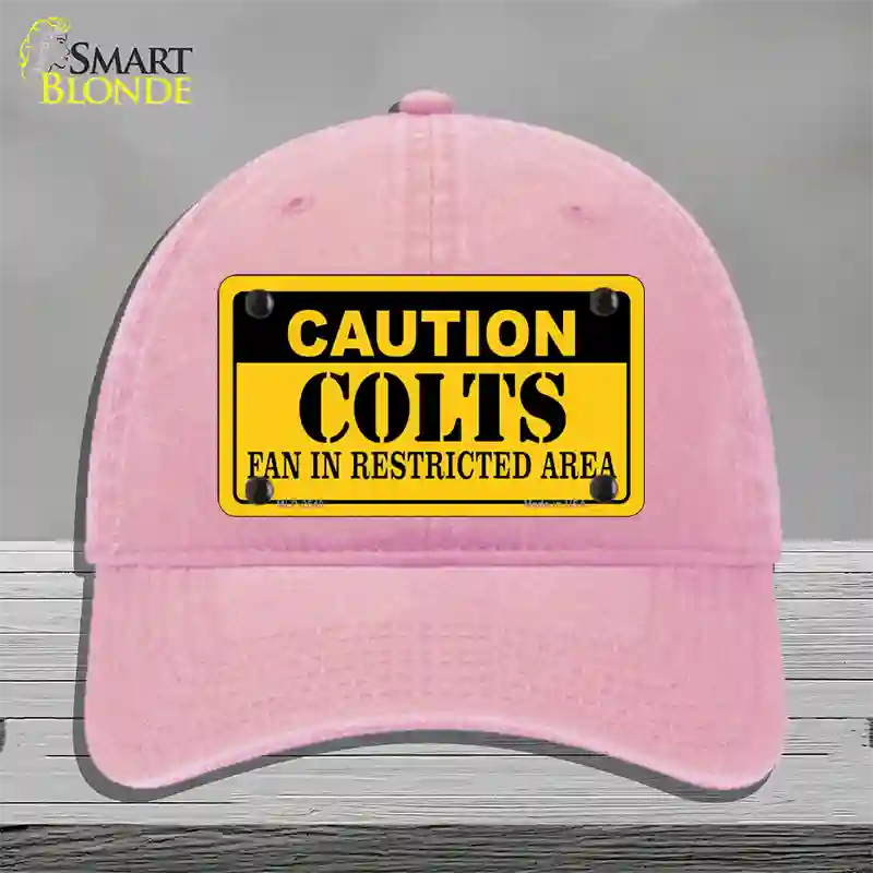 Caution Colts Novelty License Plate Hat Unconstructed Cotton / Pink