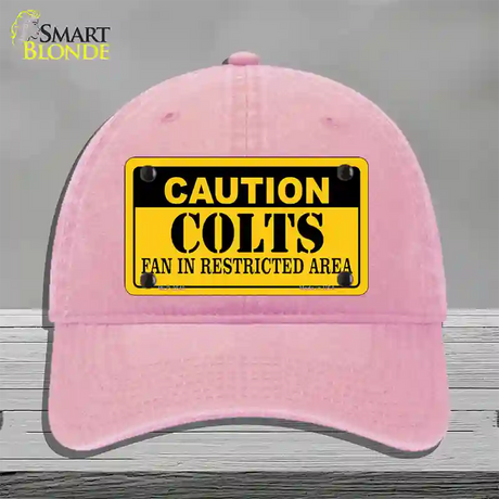 Caution Colts Novelty License Plate Hat Unconstructed Cotton / Pink