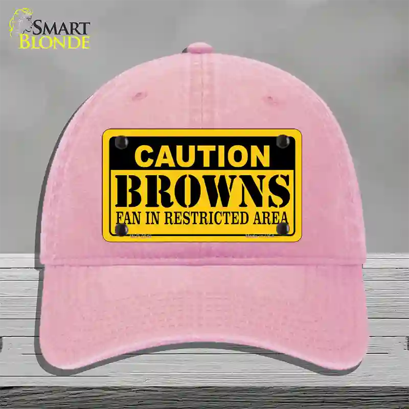 Caution Browns Novelty License Plate Hat Unconstructed Cotton / Pink