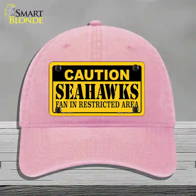 Caution Seahawks Novelty License Plate Hat Unconstructed Cotton / Pink