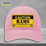 Caution Rams Novelty License Plate Hat Unconstructed Cotton / Pink