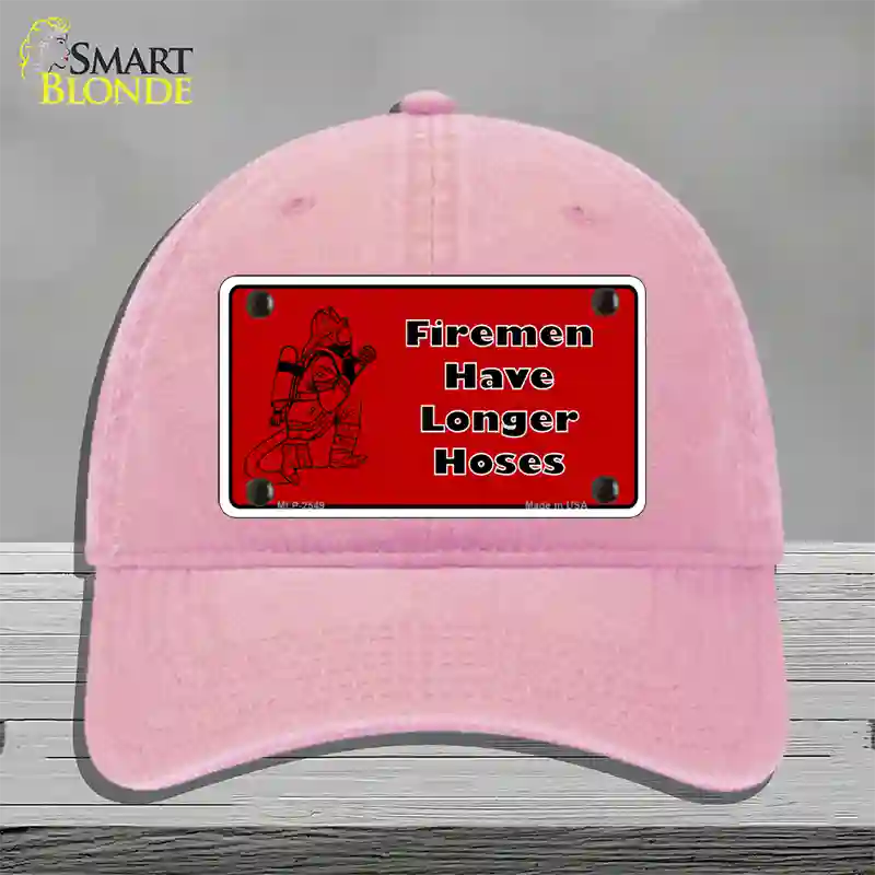 Fireman Have Longer Hoses Novelty License Plate Hat Unconstructed Cotton / Pink