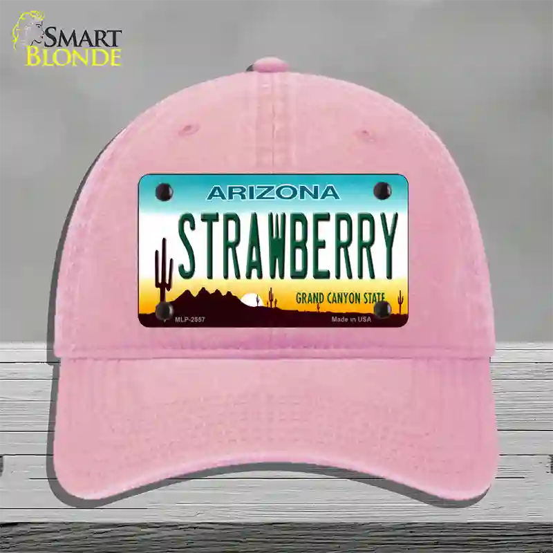 Strawberry Arizona Novelty License Plate Hat Unconstructed Cotton / Pink