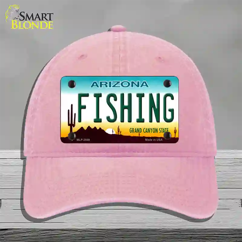 Fishing Arizona Novelty License Plate Hat Unconstructed Cotton / Pink