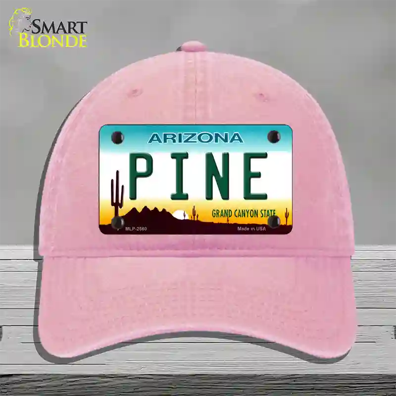 Pine Arizona Novelty License Plate Hat Unconstructed Cotton / Pink