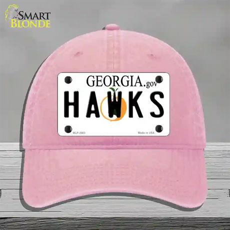 Hawks Georgia State Novelty License Plate Hat Unconstructed Cotton / Pink