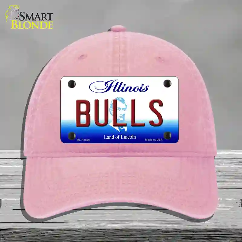 Bulls Illinois State Novelty License Plate Hat Unconstructed Cotton / Pink