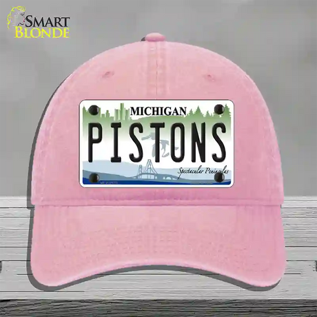 Pistons Michigan State Novelty License Plate Hat Unconstructed Cotton / Pink