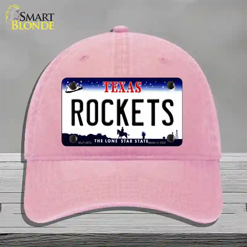 Rockets Texas State Novelty License Plate Hat Unconstructed Cotton / Pink