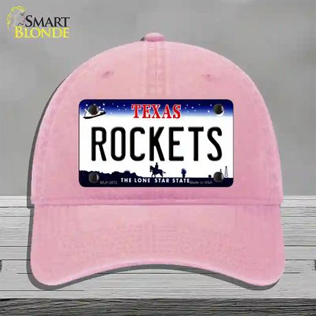 Rockets Texas State Novelty License Plate Hat Unconstructed Cotton / Pink