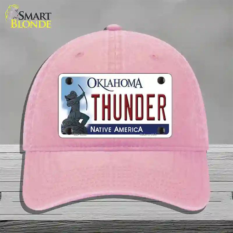 Thunder Oklahoma State Novelty License Plate Hat Unconstructed Cotton / Pink