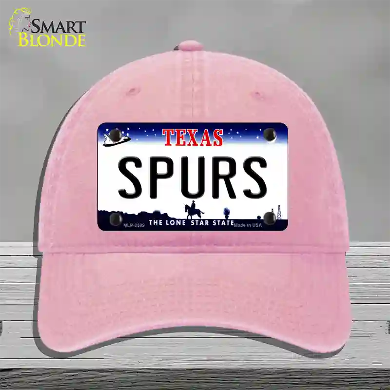 Spurs Texas State Novelty License Plate Hat Unconstructed Cotton / Pink