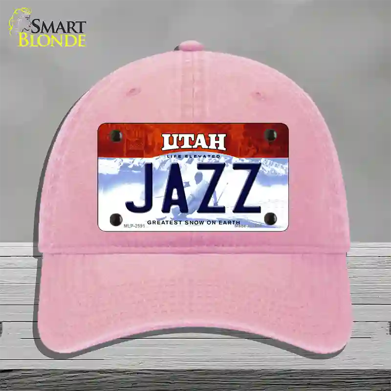 Jazz Utah State Novelty License Plate Hat Unconstructed Cotton / Pink