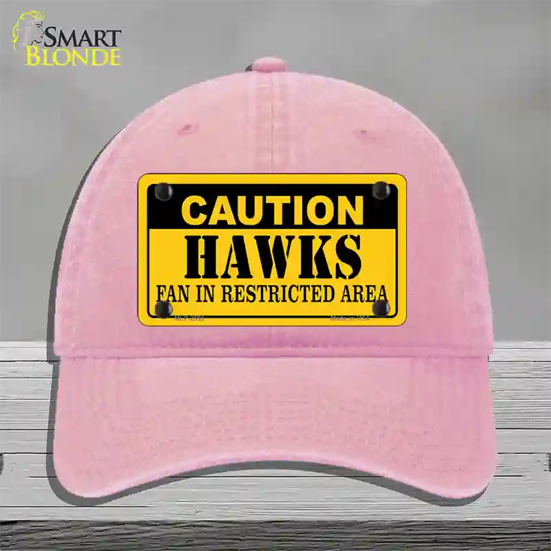 Caution Hawks Fan Novelty License Plate Hat Unconstructed Cotton / Pink