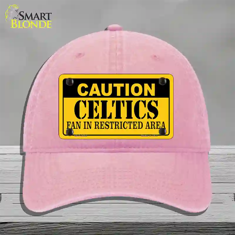 Caution Celtics Fan Novelty License Plate Hat Unconstructed Cotton / Pink