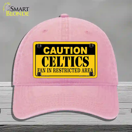 Caution Celtics Fan Novelty License Plate Hat Unconstructed Cotton / Pink