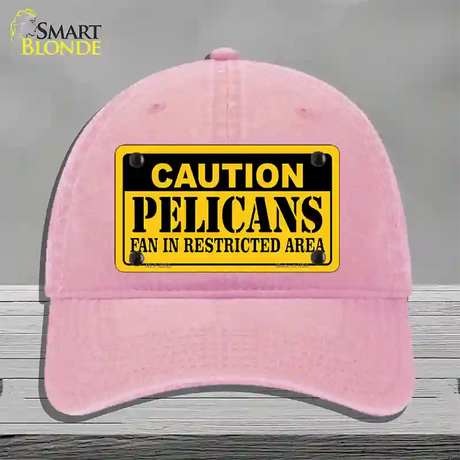 Caution Pelicans Fan Novelty License Plate Hat Unconstructed Cotton / Pink