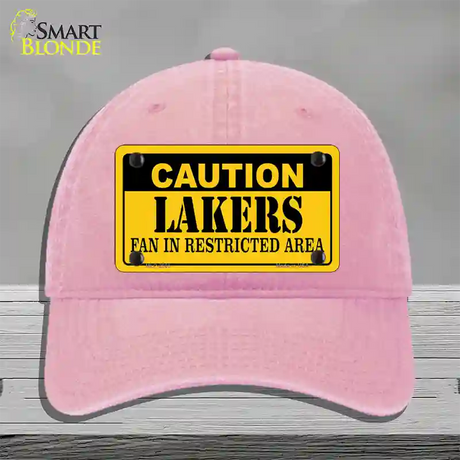 Caution Lakers Fan Novelty License Plate Hat Unconstructed Cotton / Pink