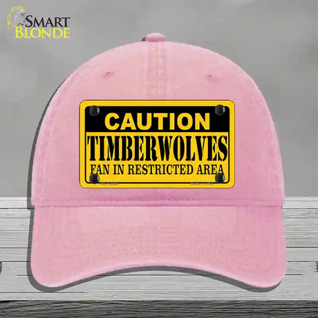 Caution Timberwolves Fan Novelty License Plate Hat Unconstructed Cotton / Pink