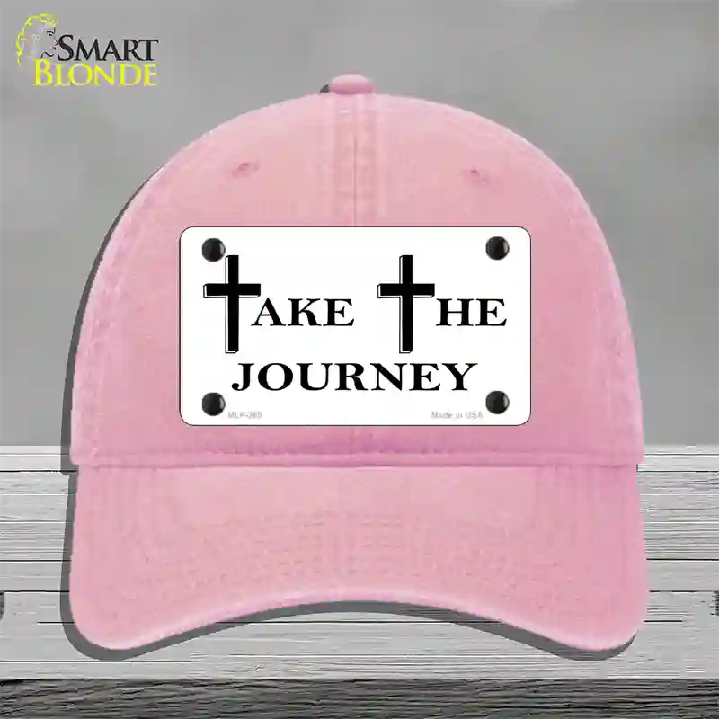 Take The Journey Vanity Novelty License Plate Hat Unconstructed Cotton / Pink