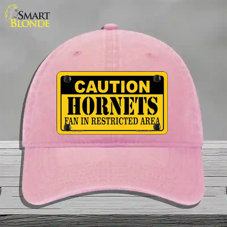 Caution Hornets Fan Novelty License Plate Hat Unconstructed Cotton / Pink