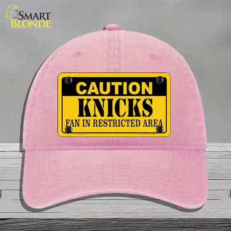 Caution Knicks Fan Novelty License Plate Hat Unconstructed Cotton / Pink