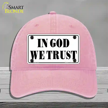 In God We Trust Novelty License Plate Hat Unconstructed Cotton / Pink