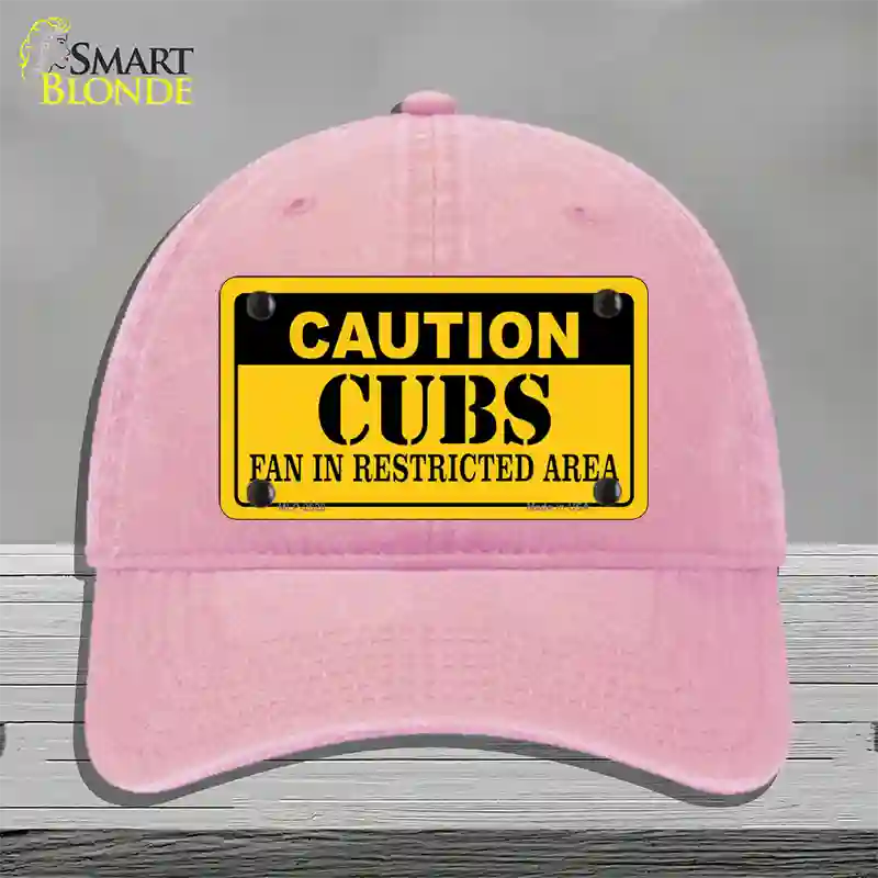 Caution Cubs Fan Novelty License Plate Hat Unconstructed Cotton / Pink