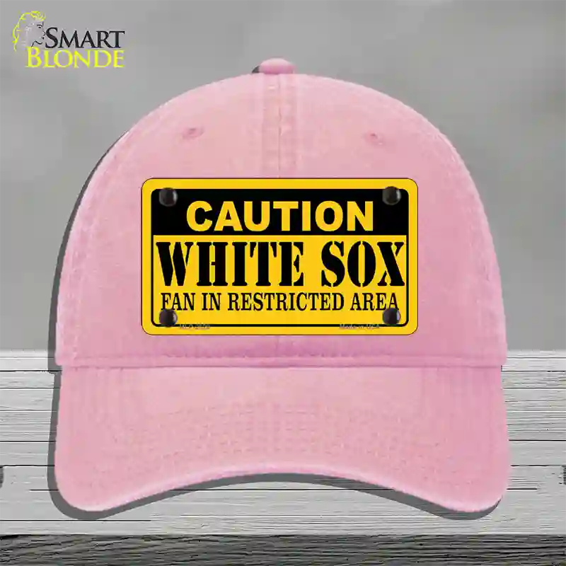 Caution White Sox Fan Novelty License Plate Hat Unconstructed Cotton / Pink