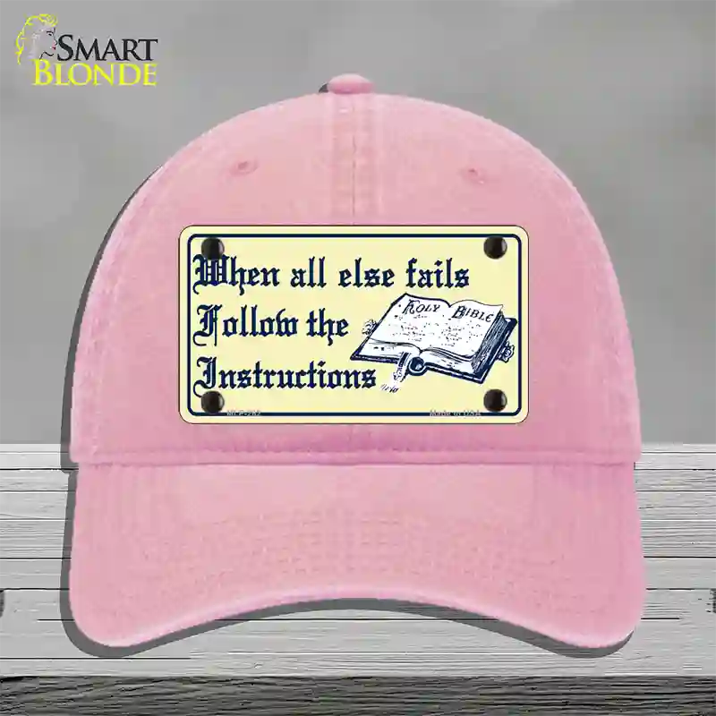 Follow Instructions Novelty License Plate Hat Unconstructed Cotton / Pink