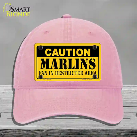 Caution Marlins Fan Novelty License Plate Hat Unconstructed Cotton / Pink