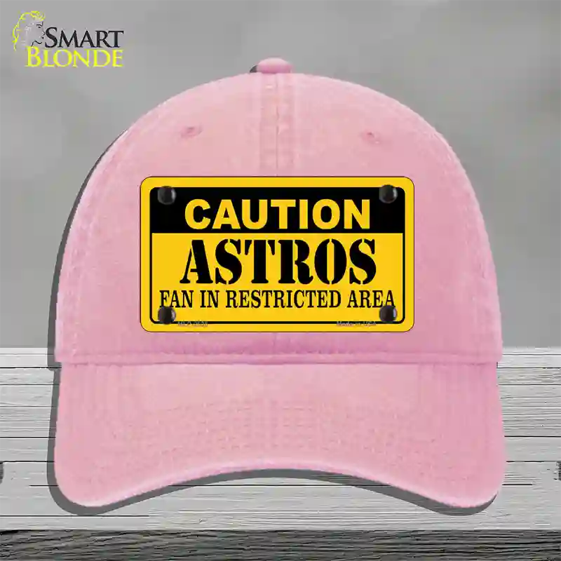 Caution Astros Fan Novelty License Plate Hat Unconstructed Cotton / Pink