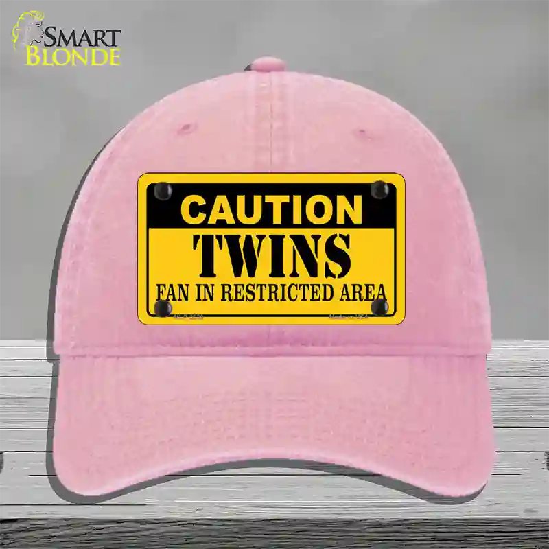 Caution Twins Fan Novelty License Plate Hat Unconstructed Cotton / Pink