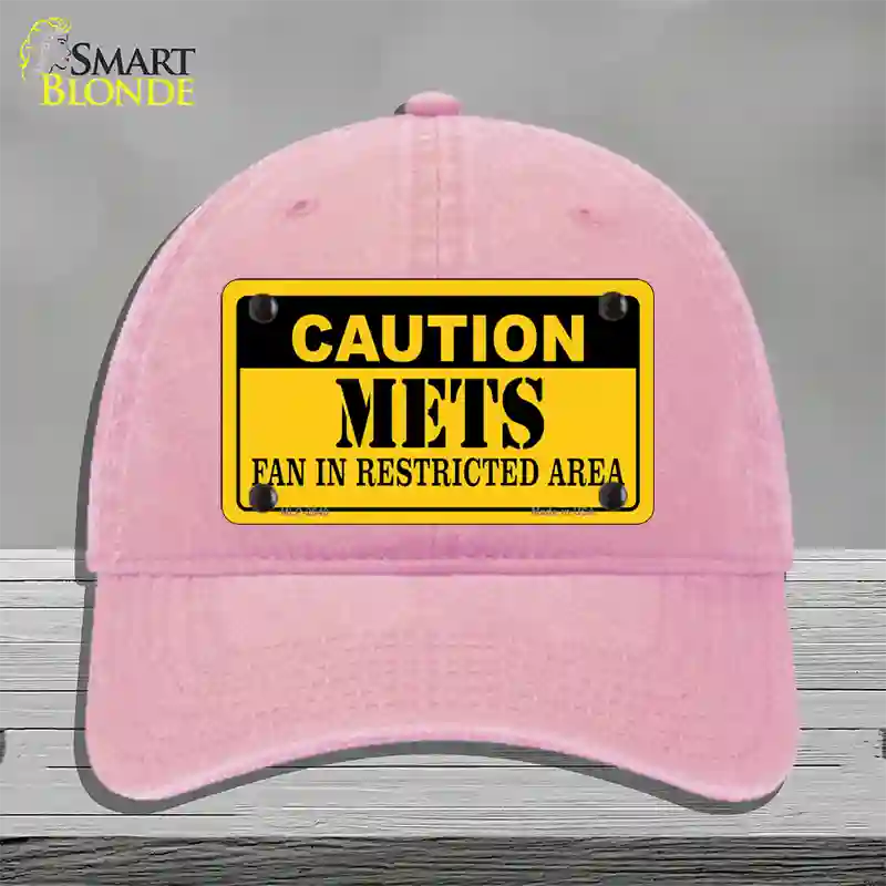 Caution Mets Fan Novelty License Plate Hat Unconstructed Cotton / Pink