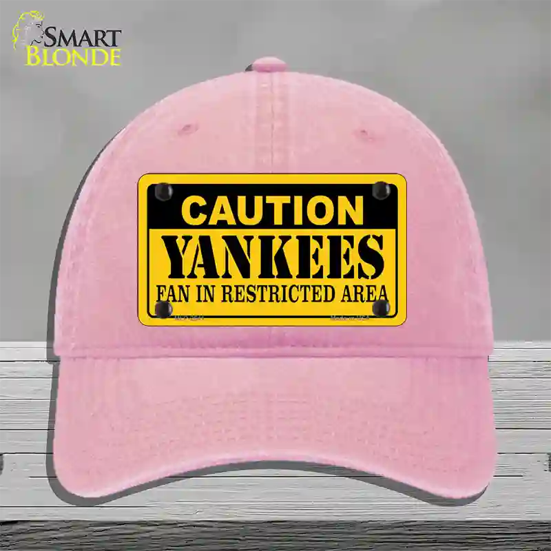 Caution Yankees Fan Novelty License Plate Hat Unconstructed Cotton / Pink