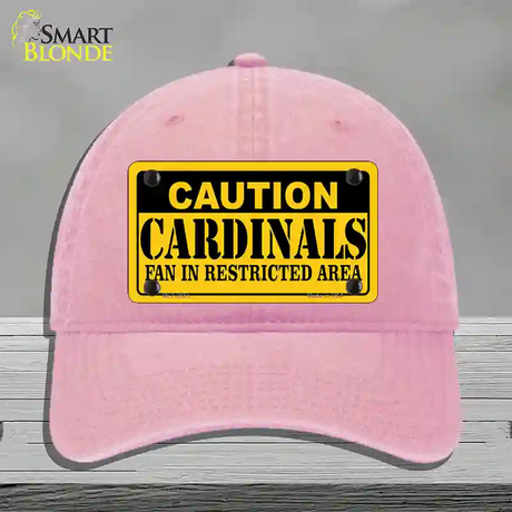 Caution Cardinals Fan Novelty License Plate Hat Unconstructed Cotton / Pink