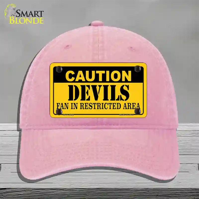 Caution Devils Novelty License Plate Hat Unconstructed Cotton / Pink