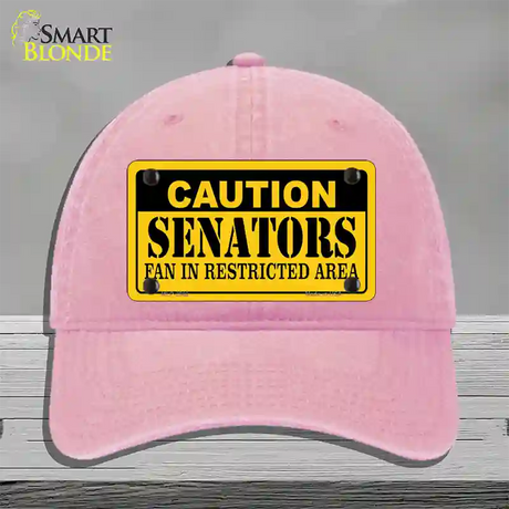 Caution Senators Vanity Novelty License Plate Hat Unconstructed Cotton / Pink