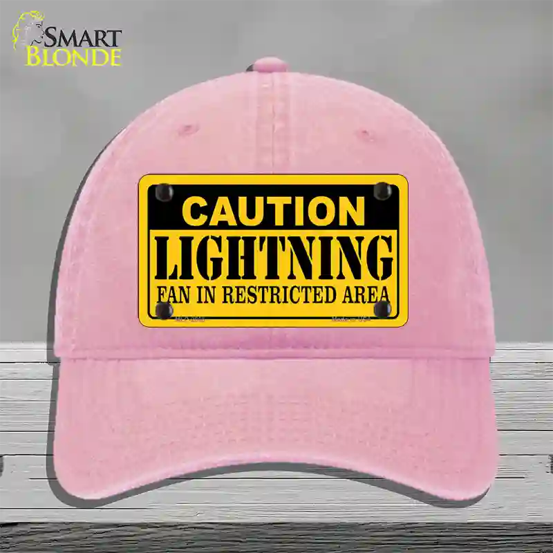 Caution Lightning Novelty License Plate Hat Unconstructed Cotton / Pink