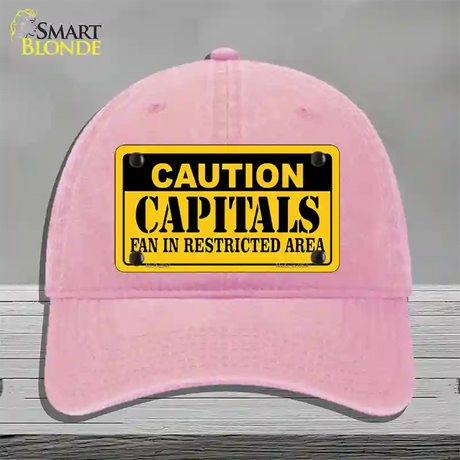 Caution Capitals Novelty License Plate Hat Unconstructed Cotton / Pink